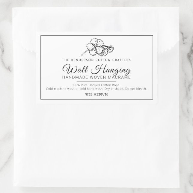 Adesivo Retangular Produto de penhor de macrame de algodão casado (Bolsa)