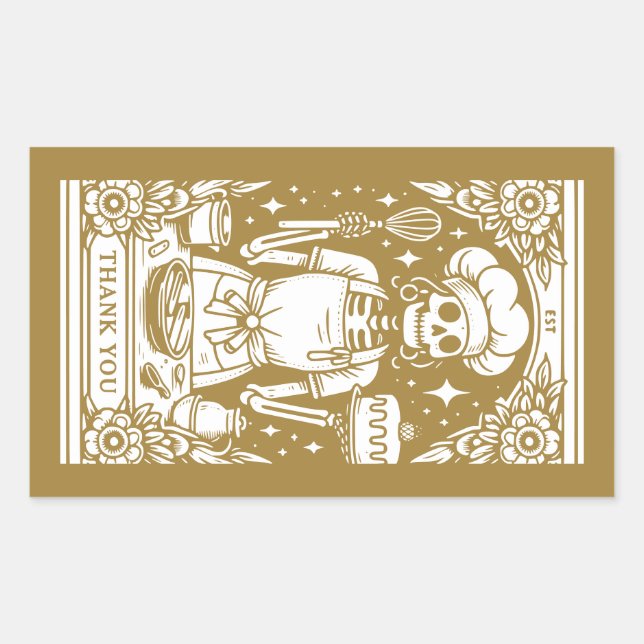 Adesivo Retangular Produto Dourado para cozinheiros (Frente)