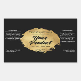 Adesivo Retangular Produto Químico de Lúxia de Lúxo Preto Moderno