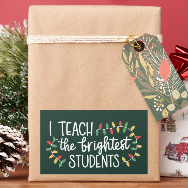 Adesivo Retangular Professor de Natal Eu Ensino os Alunos Mais Brilha (Feriado)