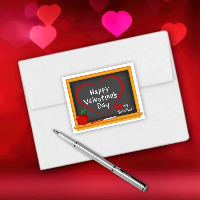 Adesivo Retangular Professor feliz no dia do Namorados (Happy Valentine’s Day Teacher Sticker!)