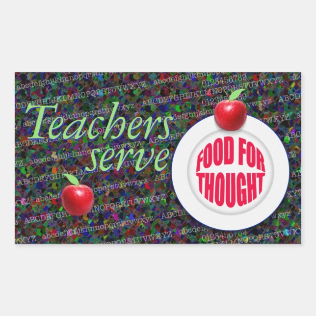 Adesivo Retangular Professores servem comida para pensar. (Frente)