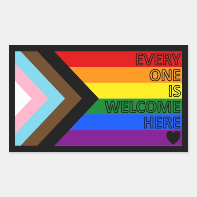 Adesivo Retangular Progress Flag "Everyone Is Welcome Here" (Frente)