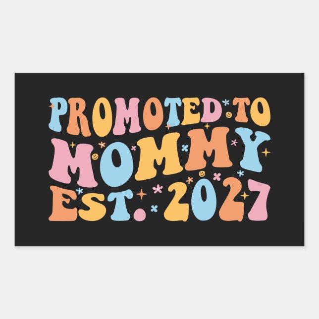 Adesivo Retangular Promovida a Mamãe Est 2027 Anúncio de Nova Mamãe (Frente)