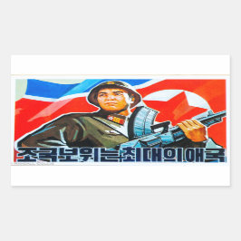 Adesivo Retangular Propaganda de Soldados da Coreia do Norte