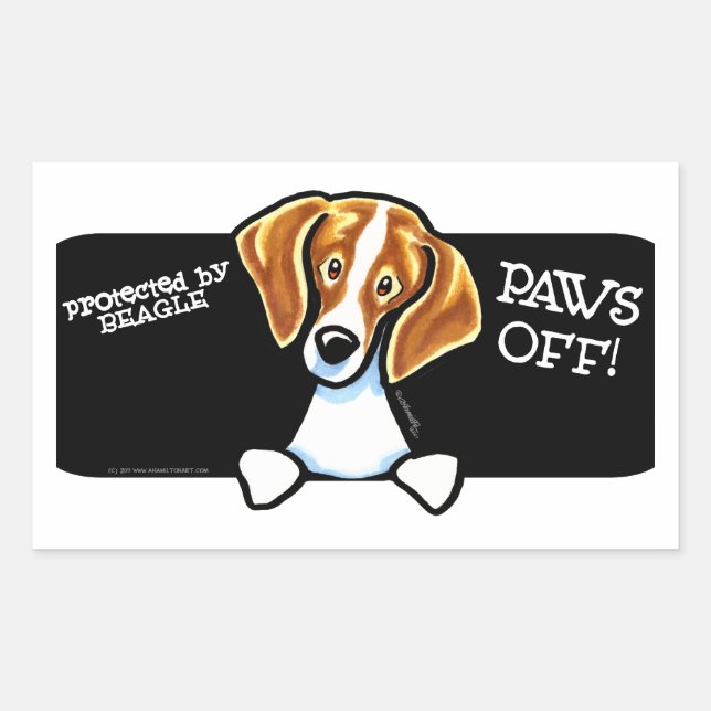 Adesivo Retangular Protegido por patas Beagle Desligadas (Frente)