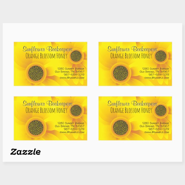 Adesivo Retangular Protetor de girassol Vinheta retangular de mel (Folha)