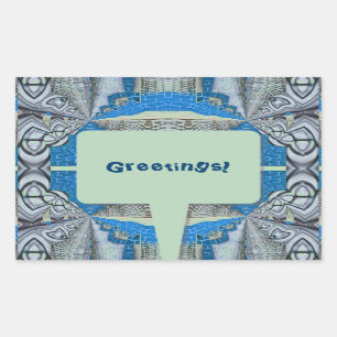 Adesivo Retangular Psicodélico - Padrão e Texto Fraturais Divertidos