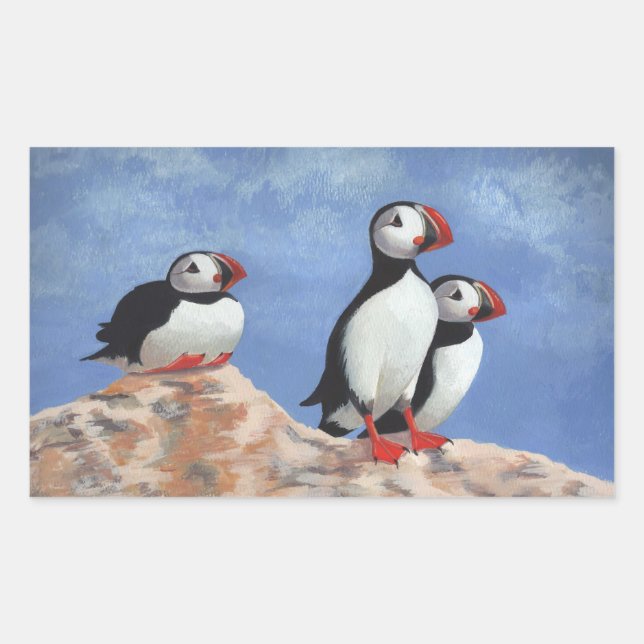 Adesivo Retangular Puffin Trio (Frente)