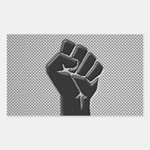 Adesivo Retangular Punho da solidariedade no estilo da fibra do