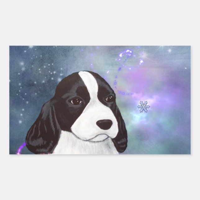 Adesivo Retangular Puppy Stickers Spinger Spaniel Inglês (Frente)