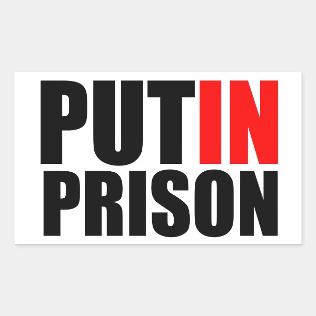 Adesivo Retangular Putin na prisão (Frente)