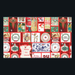 Adesivo Retangular Quadrados de Ilustração de Bloco de Natal<br><div class="desc">Natais vintages Estas ilustrações da safra do excelente são vermelhas e verdes e Christmasy! Esta ilustração é baseada num antigo calendário de adversários de Natal para celebrar a época do Natal.</div>