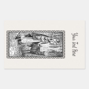 Adesivo Retangular Quadro branco preto do lobo da capa de equitação