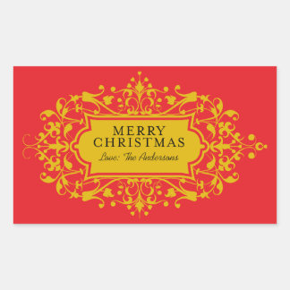 Adesivo Retangular Quadro de Natal Vermelho e Dourado