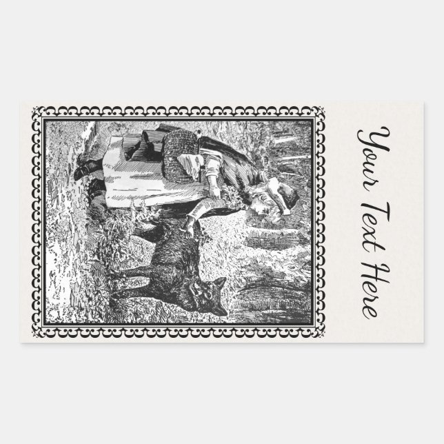 Adesivo Retangular Quadro do Lobo do Capuz Ancorado com Ilustração Br (Frente)