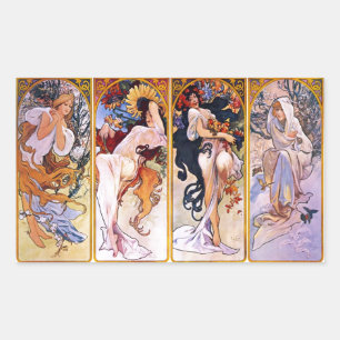Adesivo Retangular Quatro estações por Alphonse Mucha 1895
