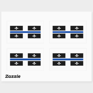 Adesivo Retangular Quebec Flag Blue Line Fleur de Lys Graphic Art on