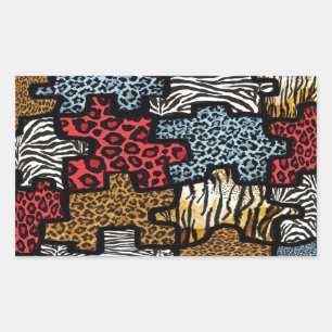 Adesivo Retangular RAB Rockabilly Estampa Animal Puzzle