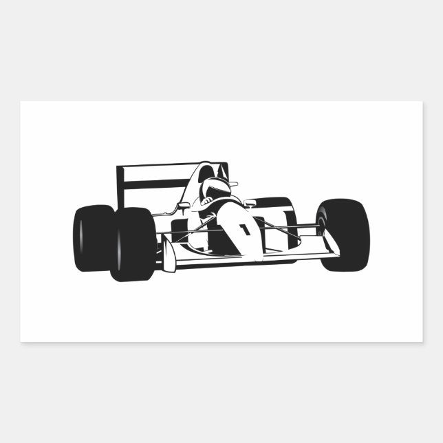Adesivo Retangular Race Car Silhouette preto-e-branco (Frente)