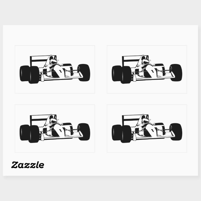 Adesivo Retangular Race Car Silhouette preto e branco (Folha)