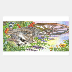 Adesivo Retangular Racoon Por Jardim Flor