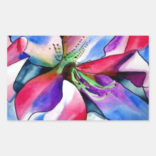 Adesivo Retangular Rainbow Azalea flor original de aquarela