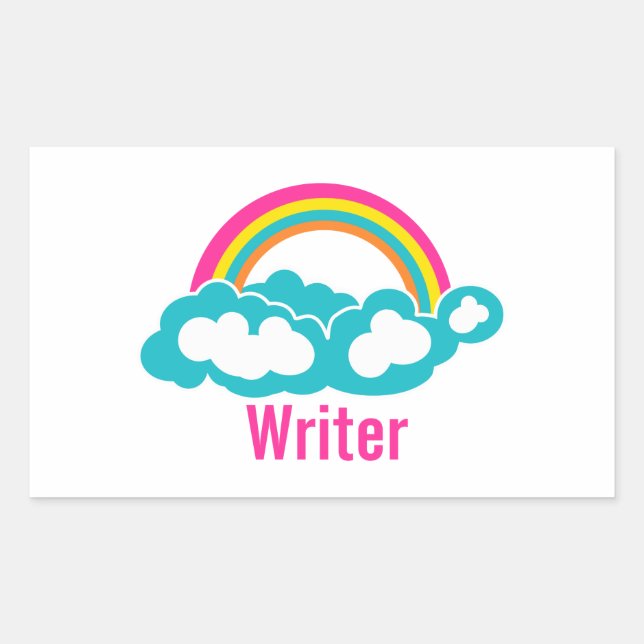 Adesivo Retangular Rainbow Cloud Writer (Frente)