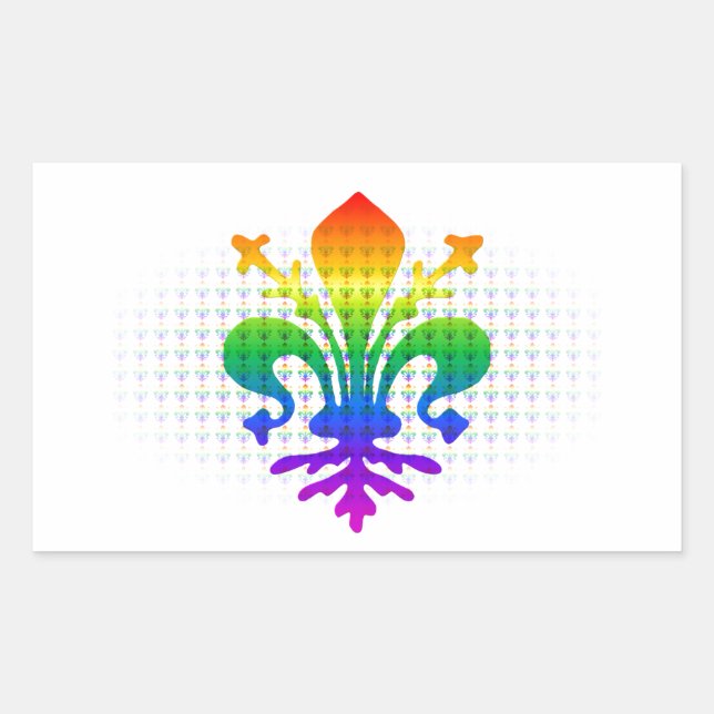 Adesivo Retangular Rainbow Fleur-de-lis (Frente)