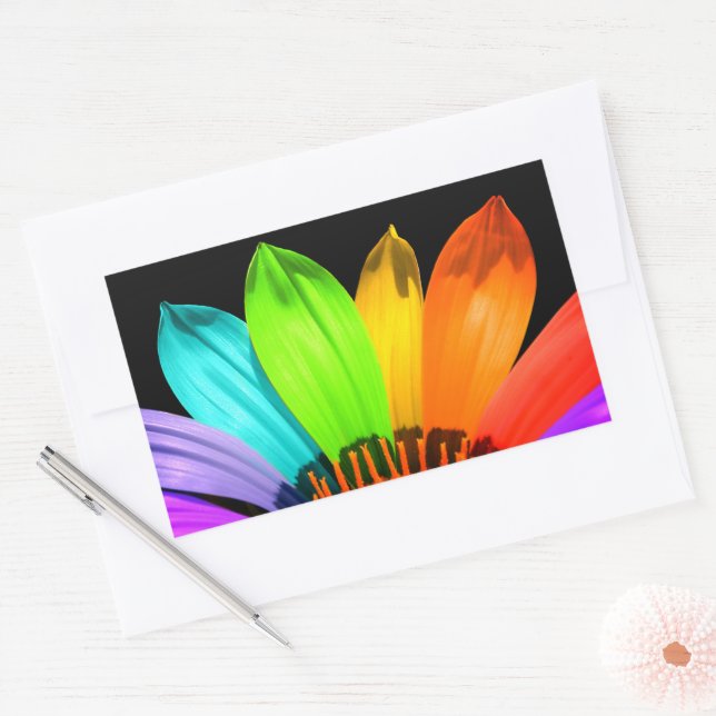 Adesivo Retangular Rainbow Flower (Envelope)