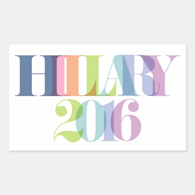 Adesivo Retangular Rainbow Letters - Hillary 2016 (Frente)