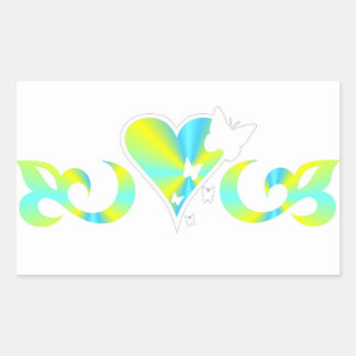 Adesivo Retangular Rainbow Lily Heart and Butterfly