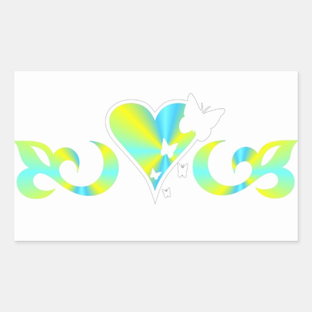 Adesivo Retangular Rainbow Lily Heart and Butterfly (Frente)