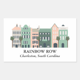 Adesivo Retangular Rainbow Row Charleston South Carolina Sticker