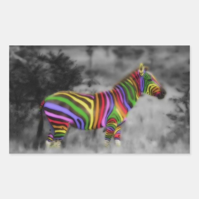 Adesivo Retangular Rainbow Zebra (Frente)