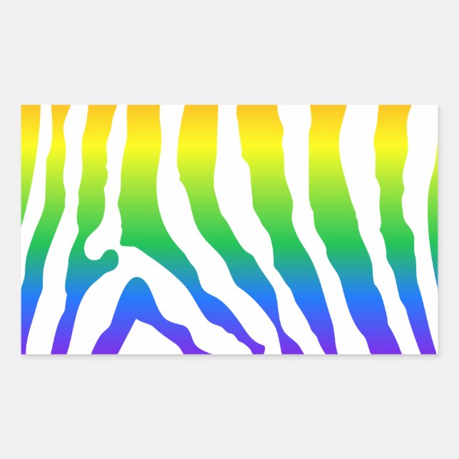 Adesivo Retangular Rainbow Zebra Pattern (Frente)