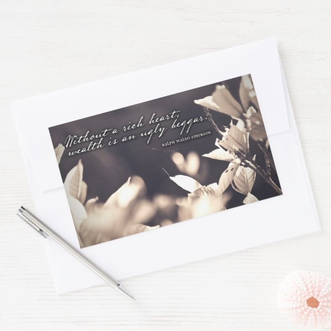 Adesivo Retangular Ralph Waldo Emerson Inspirational Cote Rico Coraçã (Envelope)