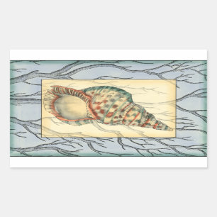 Adesivo Retangular Ramais de Seashell e Árvore