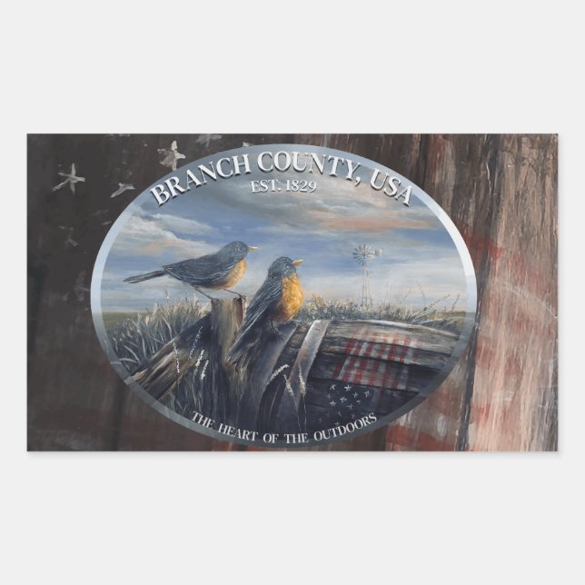 Adesivo Retangular Ramificação Robin Co MICH (Frente)