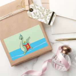 Adesivo Retangular Rapaz, Dinossauro aniversário de 3 anos