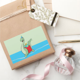 Adesivo Retangular Rapaz, Dinossauro de Aniversário