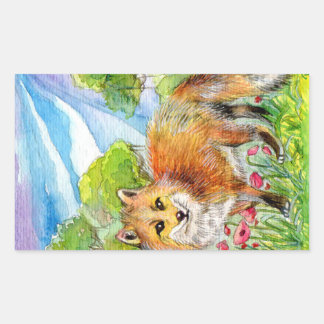 Adesivo Retangular Raposa no Campo de Papoila