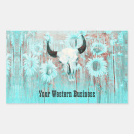 Adesivo Retangular Rastreio Teal Ocidental Caivota Girassóis Sobre Ma