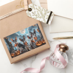 Adesivo Retangular Rat Terrier Halloween Spooky