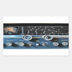 Adesivo Retangular Receptor de rádio de onda curta do vintage