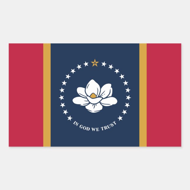 Adesivo Retangular Rectangle sticker with Flag of Mississippi State (Frente)