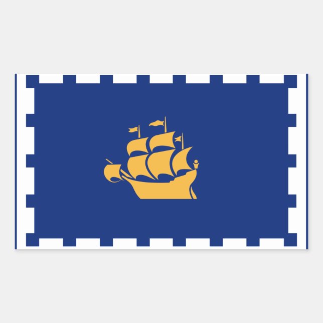 Adesivo Retangular Rectangle sticker with Flag of Quebec City, Canada (Frente)