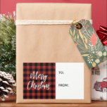 Adesivo Retangular Red Buffalo Cheque Merry Christmas Gift Label<br><div class="desc">O lado esquerdo desta etiqueta de presente de Natal apresenta as palavras "Feliz Natal" em letras de letra de pincel branco em um clássico fundo de xadrez vermelho e búfalo preto. O lado direito oferece espaço para você escrever em seu nome e no nome do destinatário do presente. Veja nossas...</div>