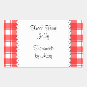 Adesivo Retangular Red Checks White Doily Custom Stickers