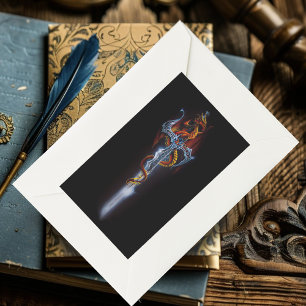 Adesivo Retangular Red Dragon Sword Fantasy